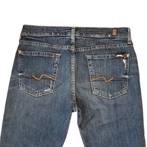 7 FOR ALL MANKIND Distressed Denim Josefina Skinny Boyfriend Jeans - Women's 28 - Picture 6 of 7